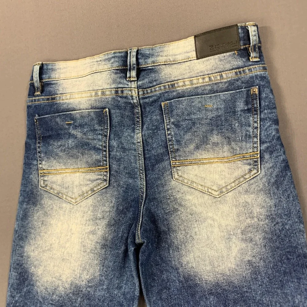 Southpole Shorts Boys 16 Moto Biker Distressed Denim Ribbed Jean Jorts Y2K Style